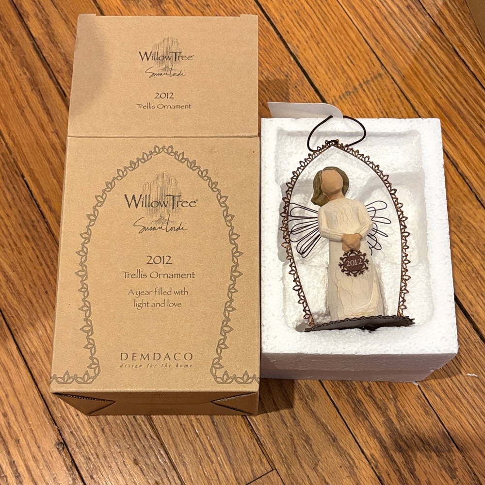 Willow Tree Trellis Ornament with Cream and Brown Accents